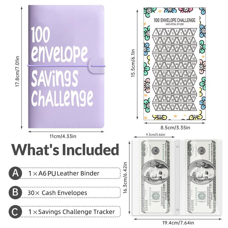 100 Envelope Saving Challenge Binder, Budget Binder